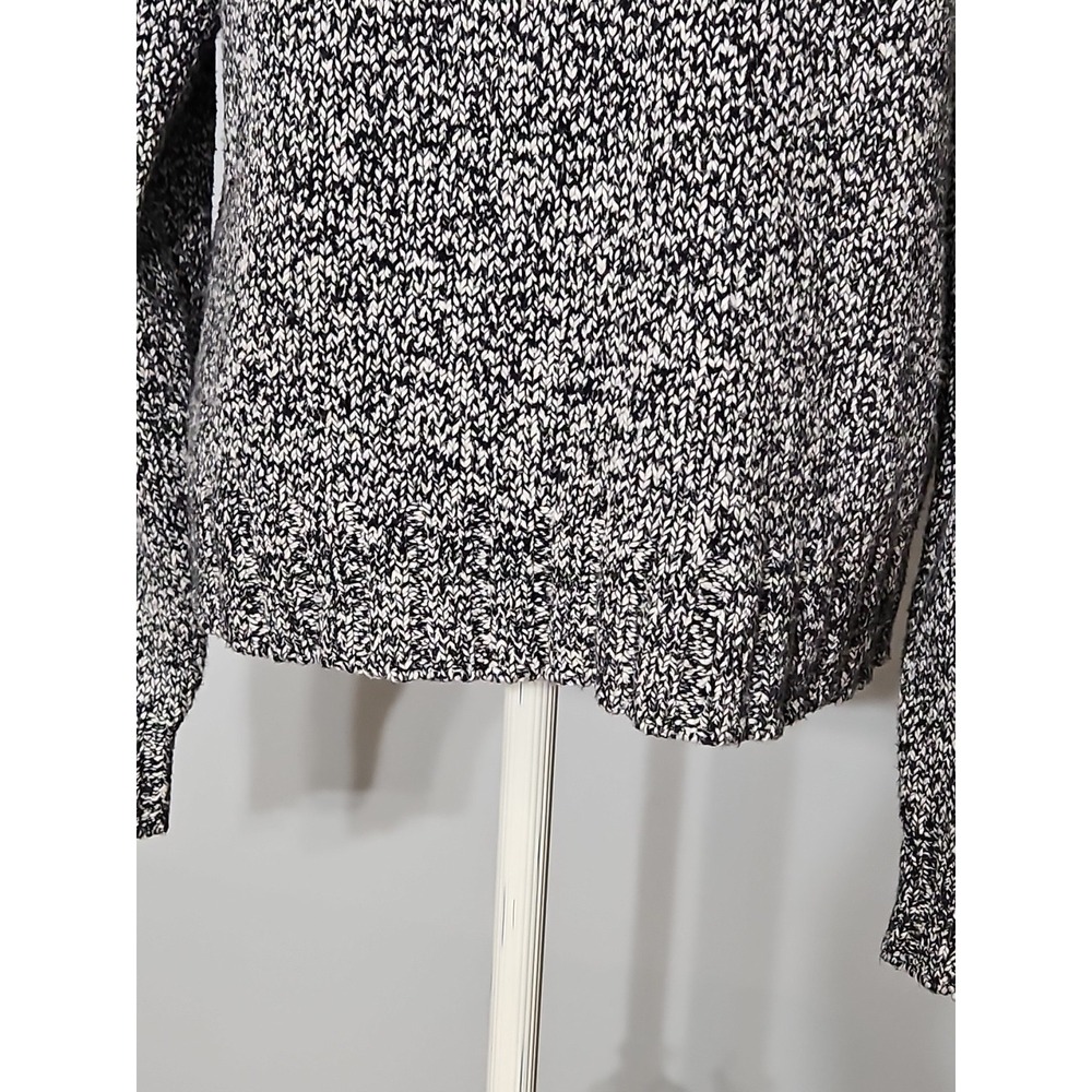 Lucky Brand Women's Sweater Medium Black White Marbled Knit Long-sleeve V-neck - Picture 3 of 9